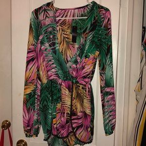 NWT Flower Print Long Sleeve Romper